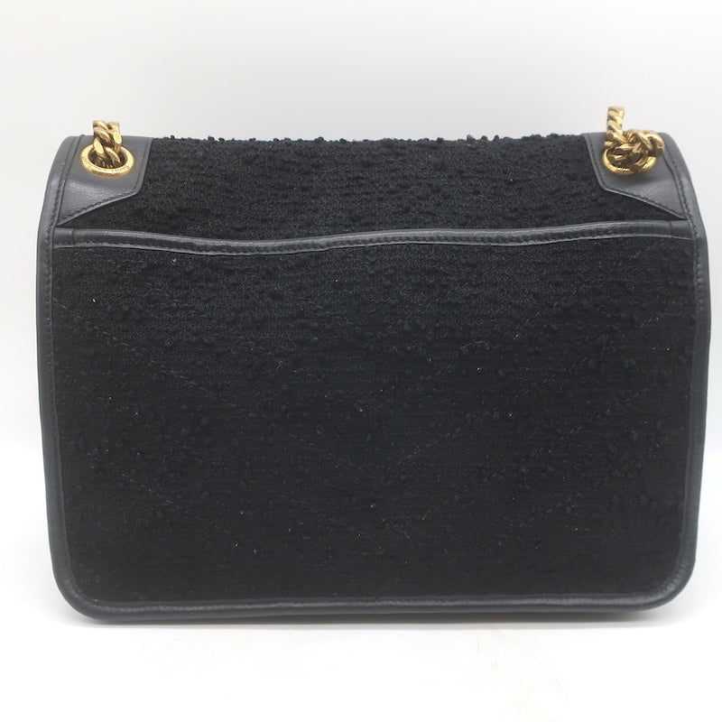 Saint Laurent Niki Medium Quilted Boucle Tweed Crossbody Bag Black