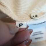 Ulla Johnson Puff Sleeve Top Iman Ivory Cotton Poplin & Ribbed Knit Size Petite