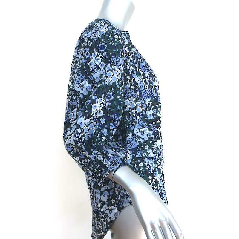 Apiece Apart Top Mitte Blue Floral Print Size Extra Small 3/4 Sleeve Blouse NEW