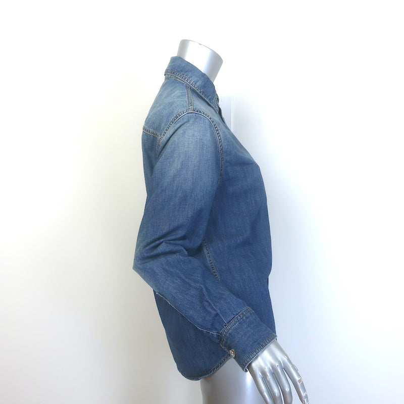 Bottega Veneta Washed Denim Shirt Medium Blue Size 40 Long Sleeve Top