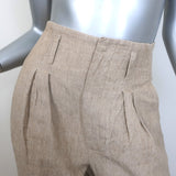 Brunello Cucinelli Pleated Linen High-Rise Pants Beige Size US 6