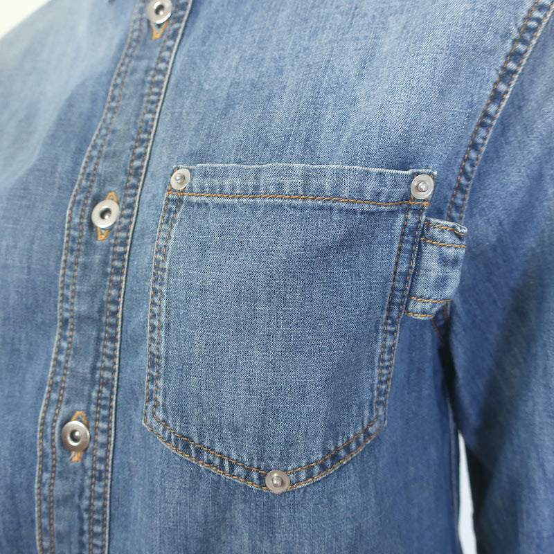 Bottega Veneta Washed Denim Shirt Medium Blue Size 40 Long Sleeve Top