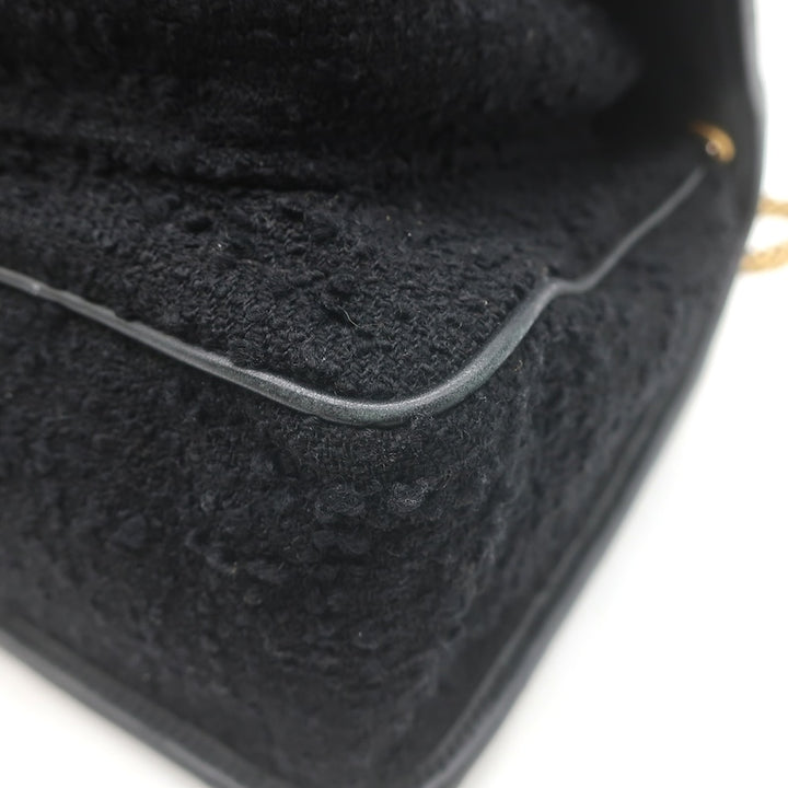 Saint Laurent Niki Medium Quilted Boucle Tweed Crossbody Bag Black