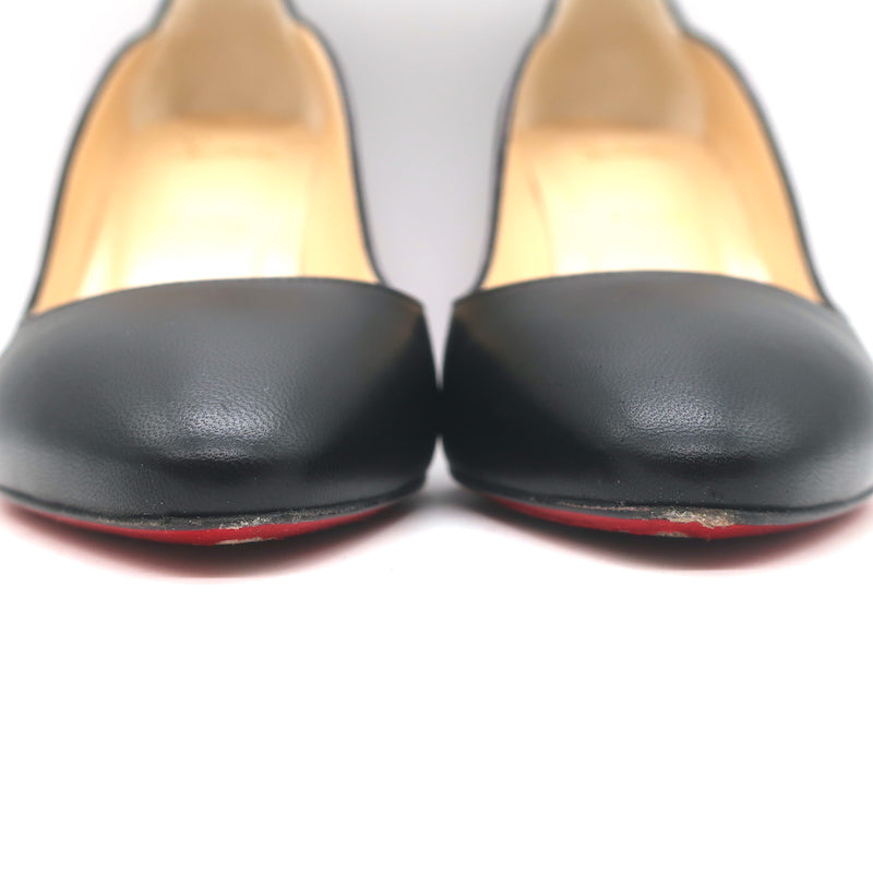Christian Louboutin Agneska Scalloped Leather Pumps Black Size 39