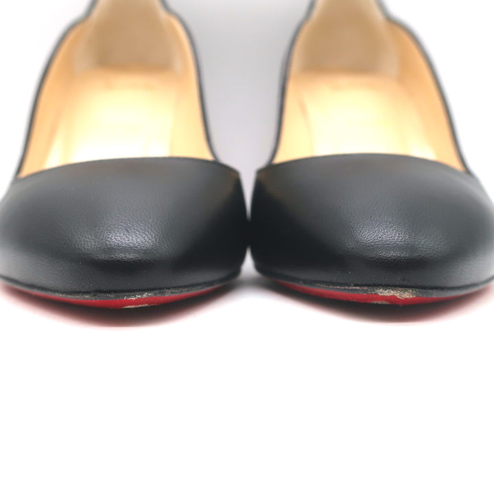 Christian Louboutin Agneska Scalloped Leather Pumps Black Size 39