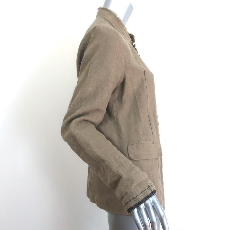 Pas de Calais Button-Front Jacket Tan Linen Size 36