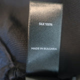 More Noir Julia Long Sleeve Maxi Dress Black Textured Silk Satin Size Large