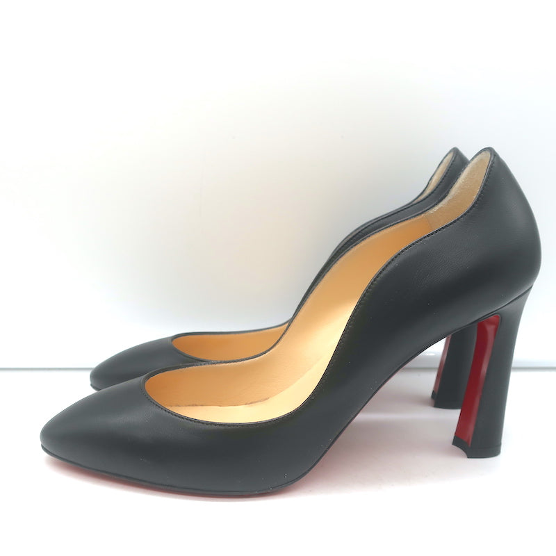 Christian Louboutin Agneska Scalloped Leather Pumps Black Size 39