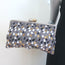 Sarah's Bag Beaded Pill Print Large Clutch Gray Canvas