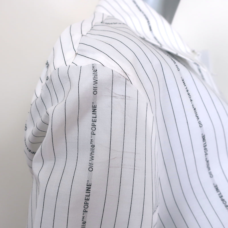 Off-White c/o Virgil Abloh Popeline Tie-Front Pinstripe Shirt White Size 40