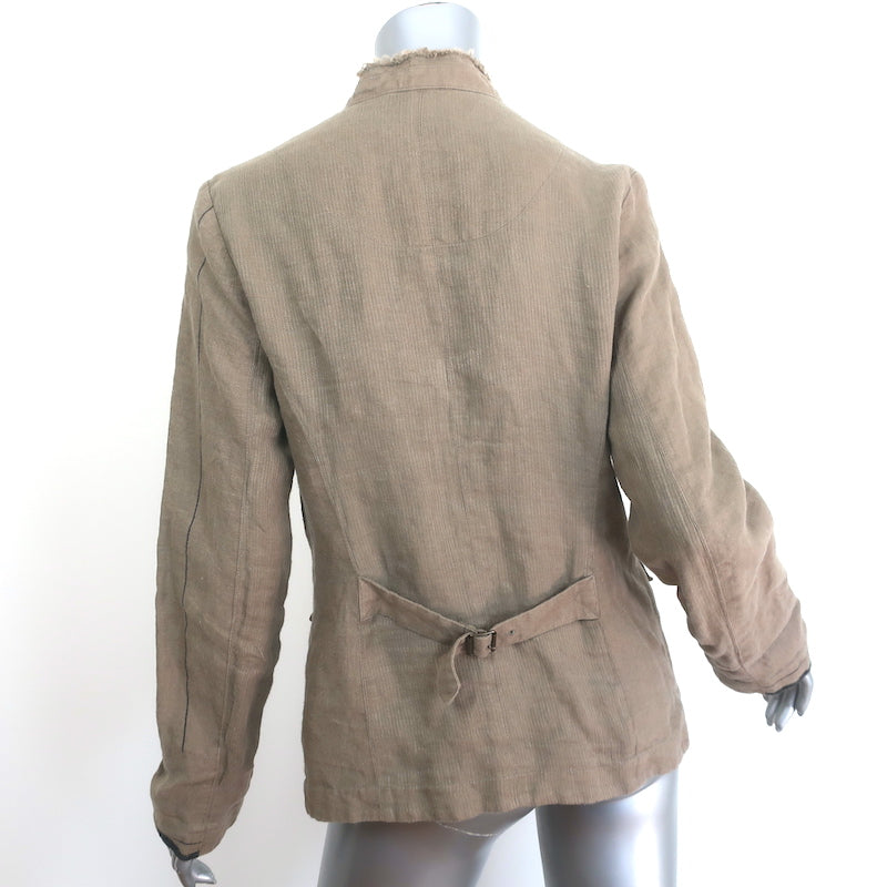 Pas de Calais Button-Front Jacket Tan Linen Size 36