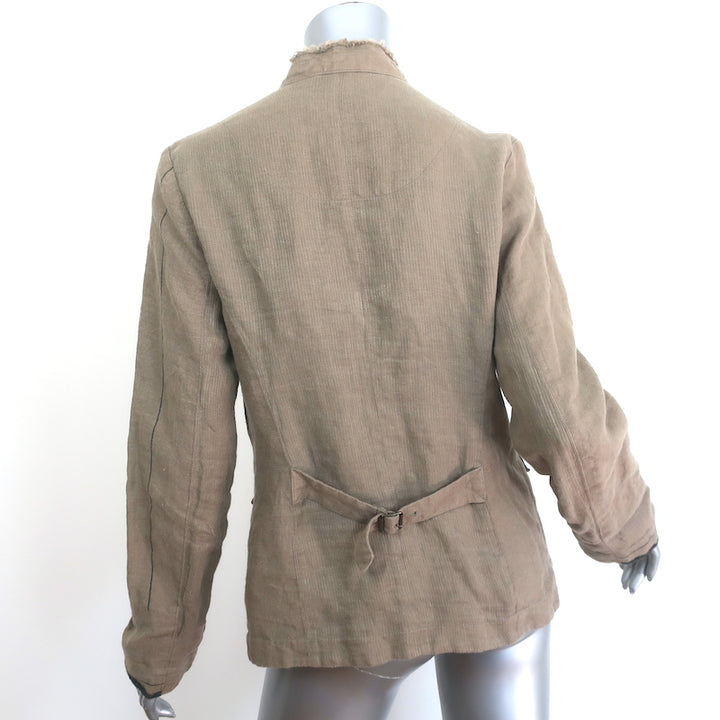 Pas de Calais Button-Front Jacket Tan Linen Size 36