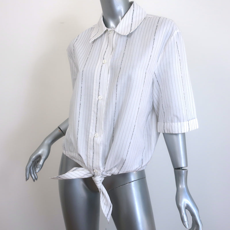 Off-White c/o Virgil Abloh Popeline Tie-Front Pinstripe Shirt White Size 40