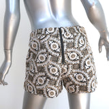 Alice & Olivia Metallic Embroidered Shorts Gold/Cream Size 6
