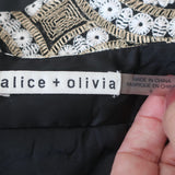 Alice & Olivia Metallic Embroidered Shorts Gold/Cream Size 6