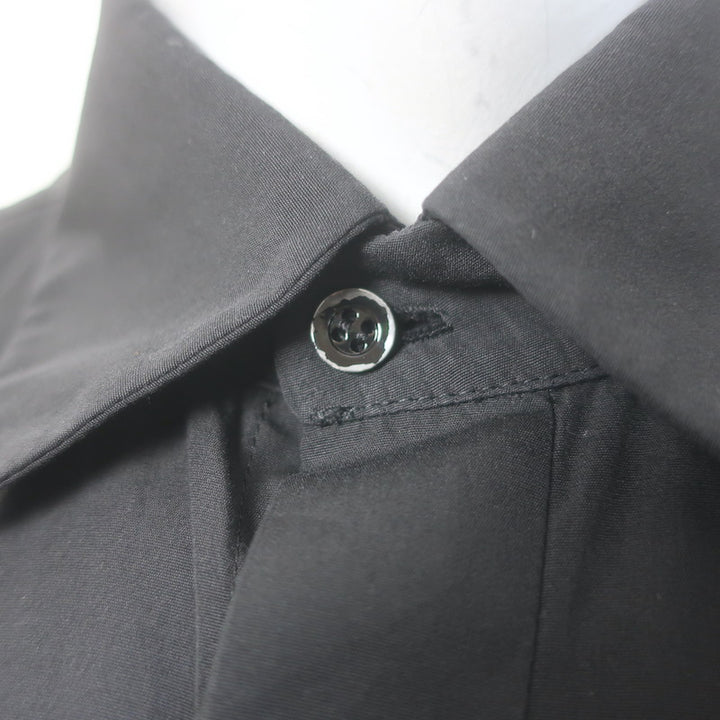 Christian Dior Short Sleeve Button Down Blouse Black Cotton Size US 4