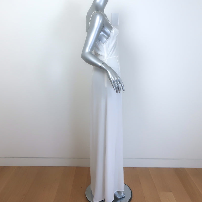 PRADA ドレス サイズ40 Prada Lace-Trimmed Maxi Slip Dress White Crepe de Chine Size 40