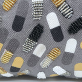 Sarah's Bag Beaded Pill Print Large Clutch Gray Canvas