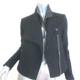 Helmut Lang Radar Double-Zip Jacket Black Felt & Lamb Leather Size Petite