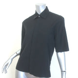 Christian Dior Short Sleeve Button Down Blouse Black Cotton Size US 4