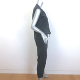 Brunello Cucinelli Drawstring Jumpsuit Charcoal Stretch Silk Size Medium