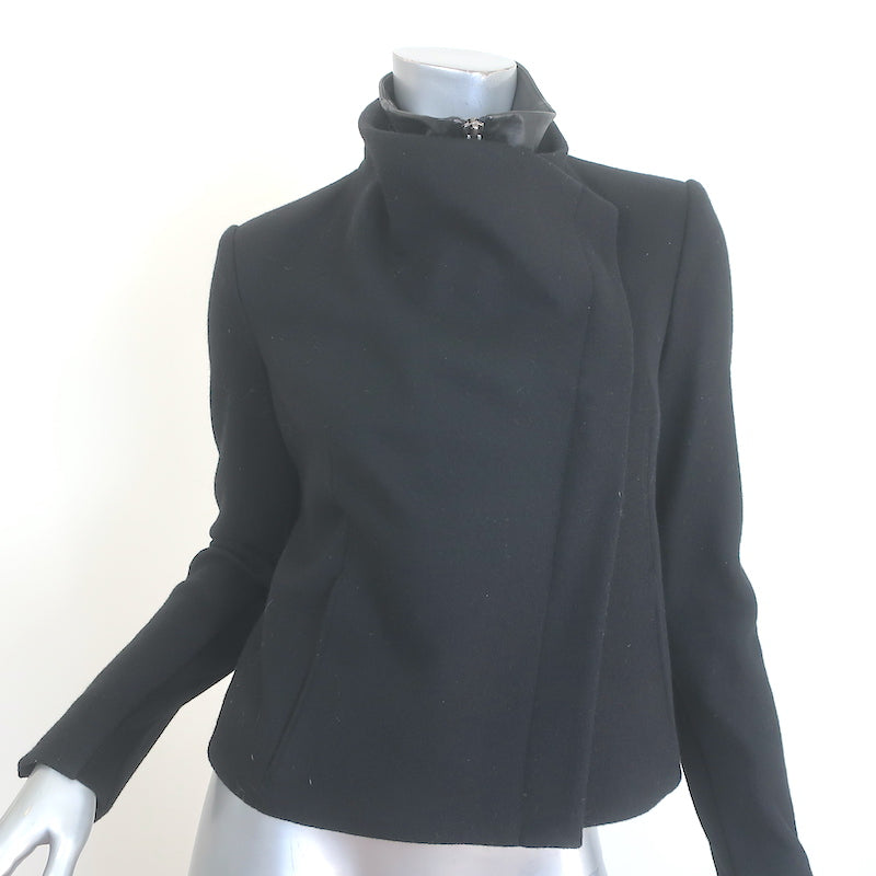 Helmut Lang Radar Double-Zip Jacket Black Felt &amp; Lamb Leather Size Petite