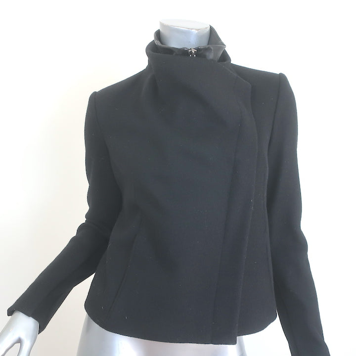 Helmut Lang Radar Double-Zip Jacket Black Felt &amp; Lamb Leather Size Petite