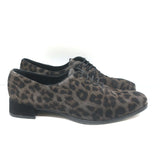 Christian Dior Leopard Print Calf Hair Oxfords Gray Size 39 Lace-Up Flats