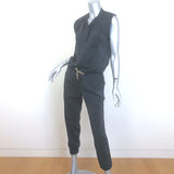 Brunello Cucinelli Drawstring Jumpsuit Charcoal Stretch Silk Size Medium