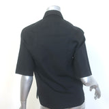 Christian Dior Short Sleeve Button Down Blouse Black Cotton Size US 4