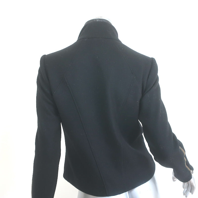 Helmut Lang Radar Double-Zip Jacket Black Felt &amp; Lamb Leather Size Petite