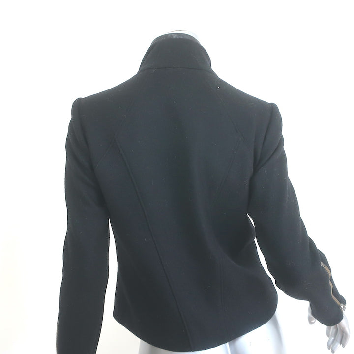 Helmut Lang Radar Double-Zip Jacket Black Felt &amp; Lamb Leather Size Petite