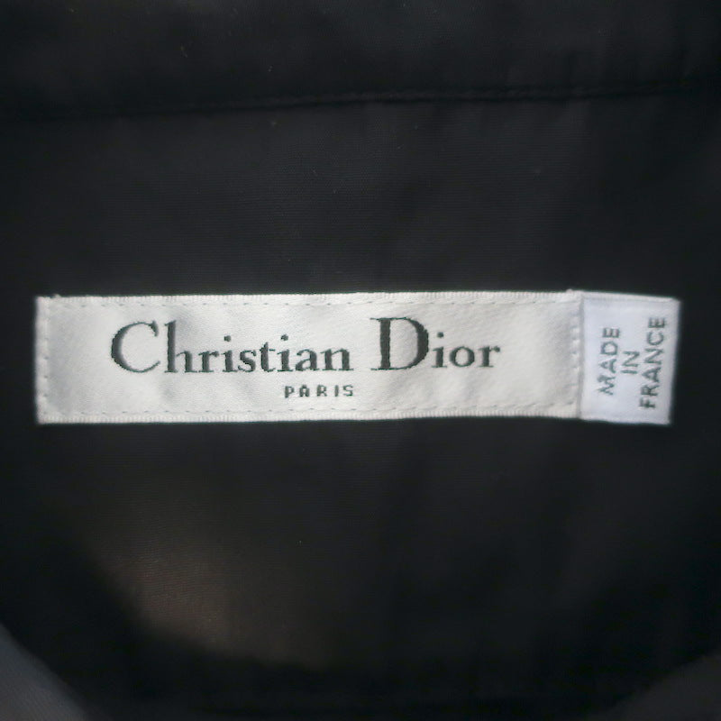 Christian Dior Short Sleeve Button Down Blouse Black Cotton Size US 4