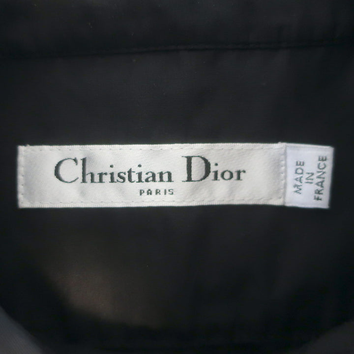 Christian Dior Short Sleeve Button Down Blouse Black Cotton Size US 4