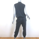 Brunello Cucinelli Drawstring Jumpsuit Charcoal Stretch Silk Size Medium