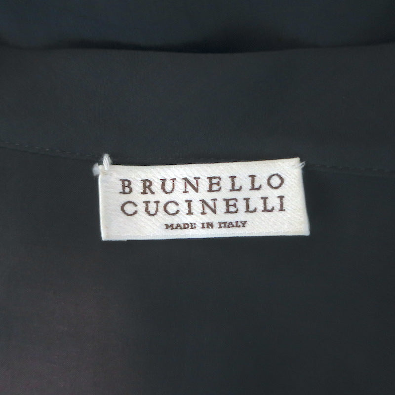 Brunello Cucinelli Drawstring Jumpsuit Charcoal Stretch Silk Size Medium