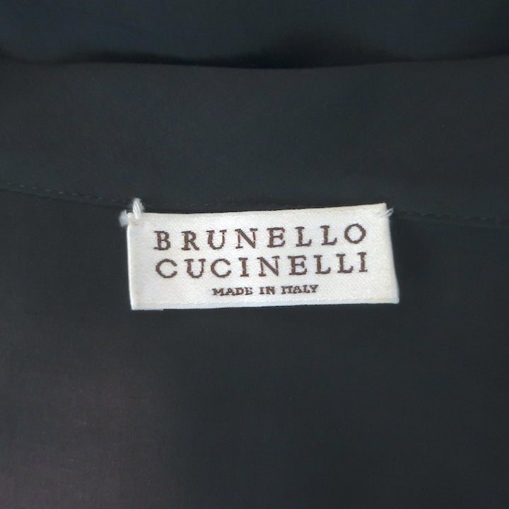Brunello Cucinelli Drawstring Jumpsuit Charcoal Stretch Silk Size Medium