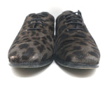 Christian Dior Leopard Print Calf Hair Oxfords Gray Size 39 Lace-Up Flats