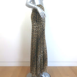 Fuzzi Leopard Print Mesh Maxi Skirt Brown/Black Size Medium