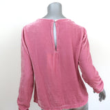 Raquel Allegra Top Jane Pink Velvet Size 0 Gathered-Sleeve Blouse NEW