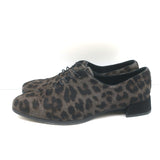 Christian Dior Leopard Print Calf Hair Oxfords Gray Size 39 Lace-Up Flats