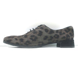 Christian Dior Leopard Print Calf Hair Oxfords Gray Size 39 Lace-Up Flats