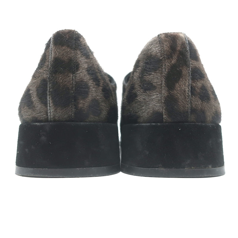 Christian Dior Leopard Print Calf Hair Oxfords Gray Size 39 Lace-Up Flats