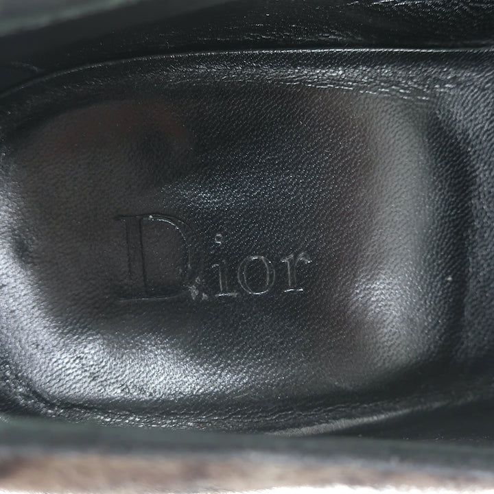 Christian Dior Leopard Print Calf Hair Oxfords Gray Size 39 Lace-Up Flats