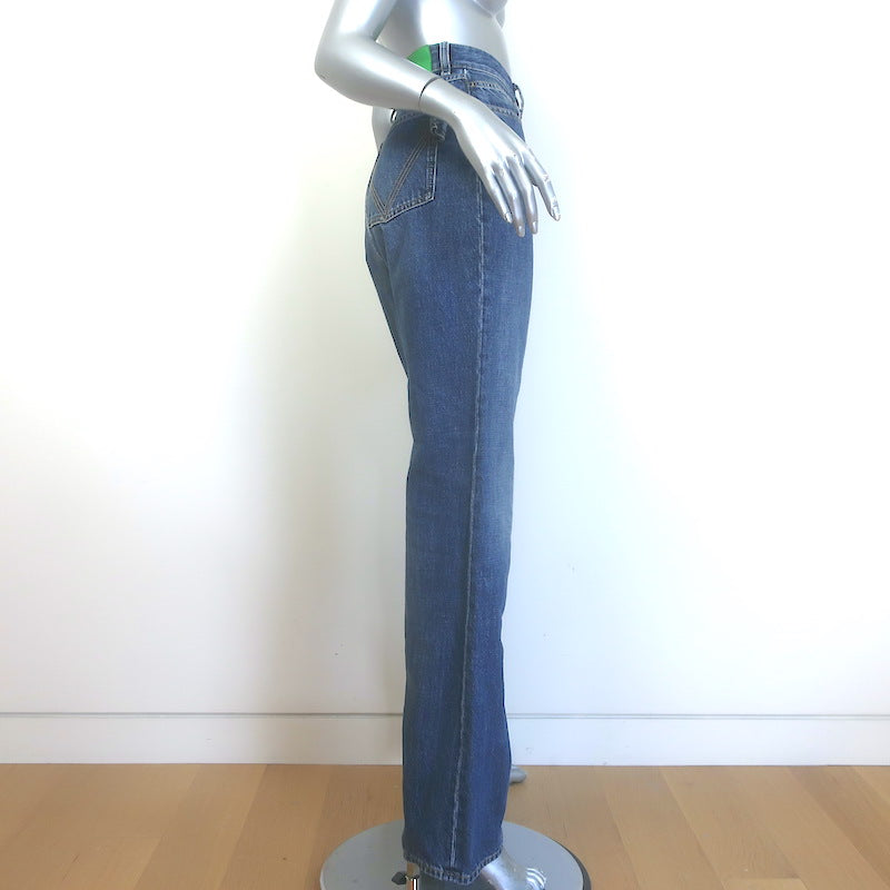 Bottega Veneta High-Rise Straight Leg Jeans Dark Blue Cotton Size 40