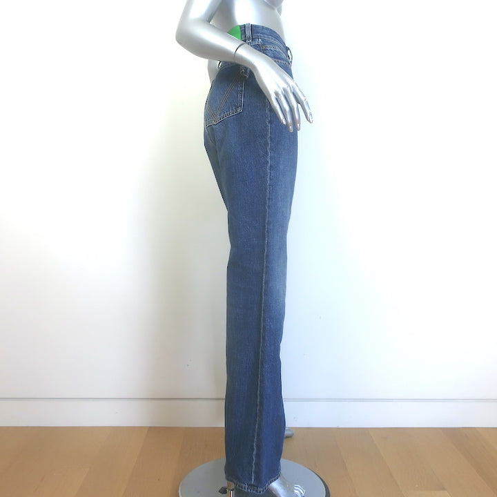 Bottega Veneta High-Rise Straight Leg Jeans Dark Blue Cotton Size 40