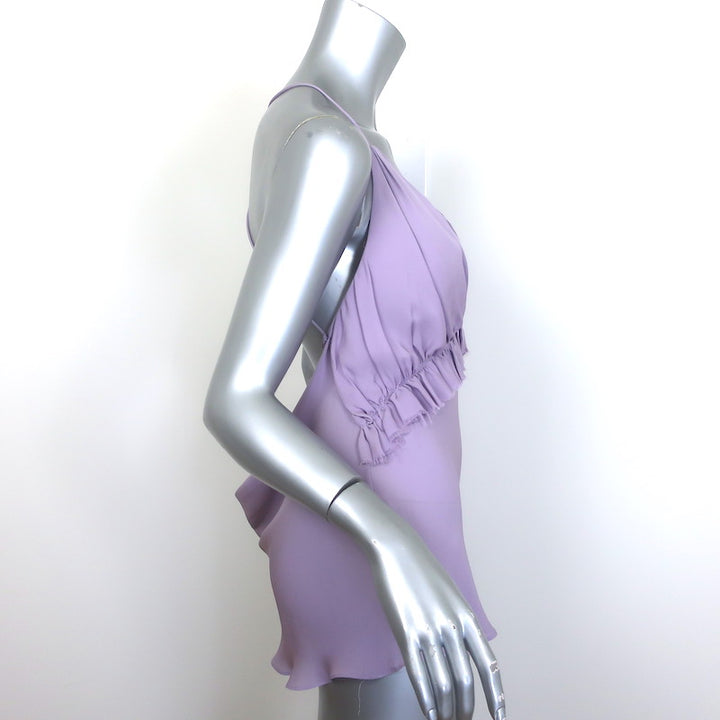 KHAITE Vita Open-Back Top Lavender Ruffled Silk Size Large