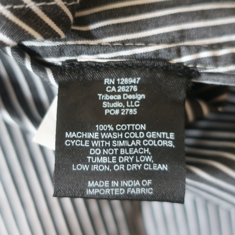 Nili Lotan Shirt Lydia Black/White Stripe Ruffled Cotton Size Extra Small NEW