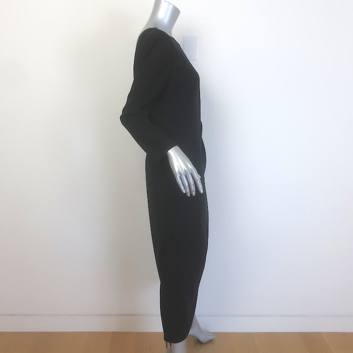 Emporio Armani Wrap-Effect Open Back Midi Dress Black Cady Size 46 NEW