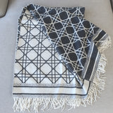 Christian Dior Cashmere Macrocannage Throw Blanket Ivory/Black NEW